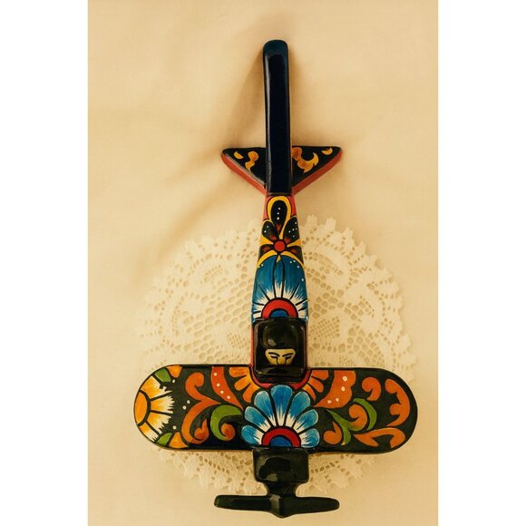 Rare Talavera Pottery Day Of The Dead Airplane Bi Plane Gerardo Garcia - Picture 6 of 9